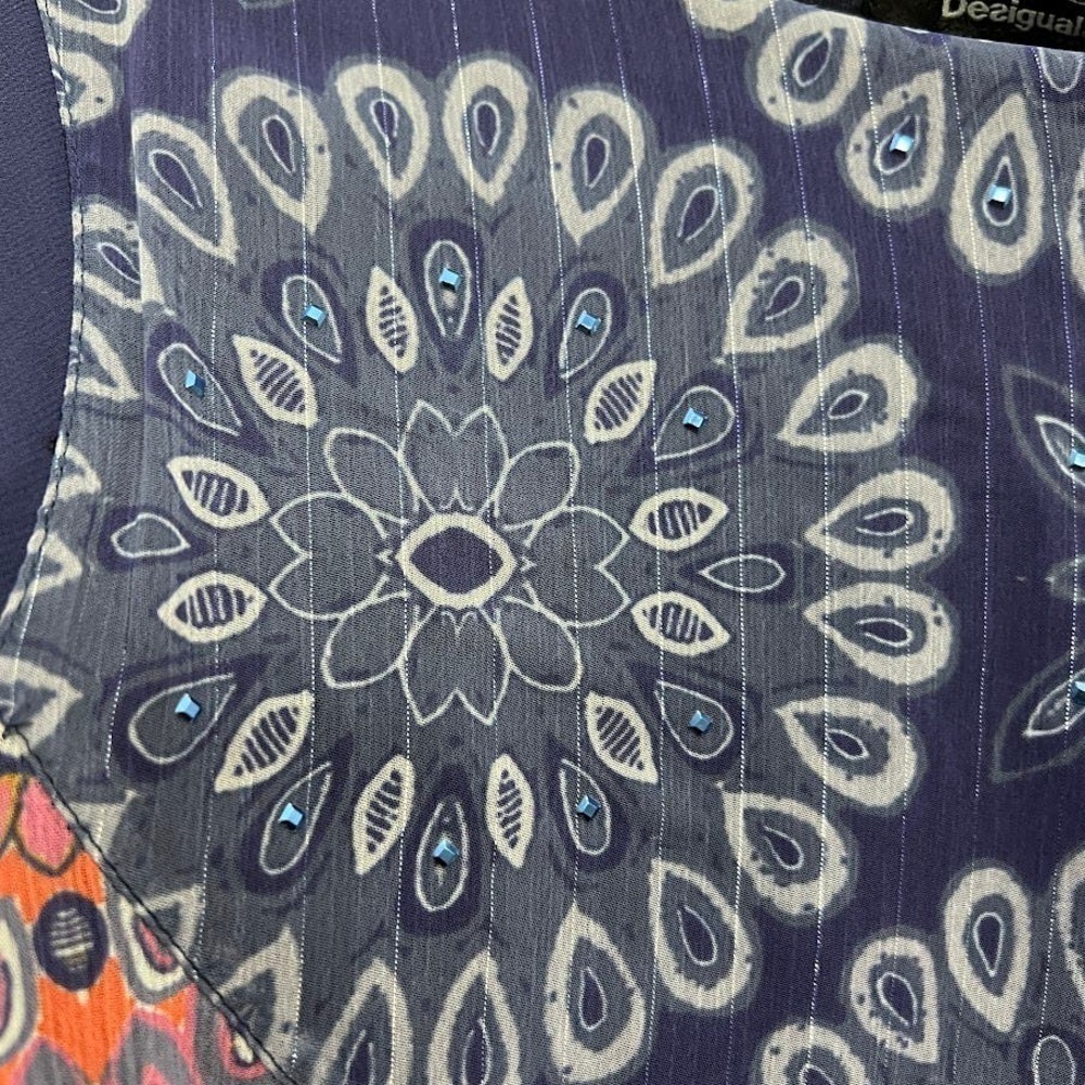 NEW Desigual Vest Kiroga Mini Dress Floral Print in Navy Blue Size small - Picture 5 of 13